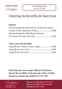 Càtering Fonda Sport revetlla Sant Joan