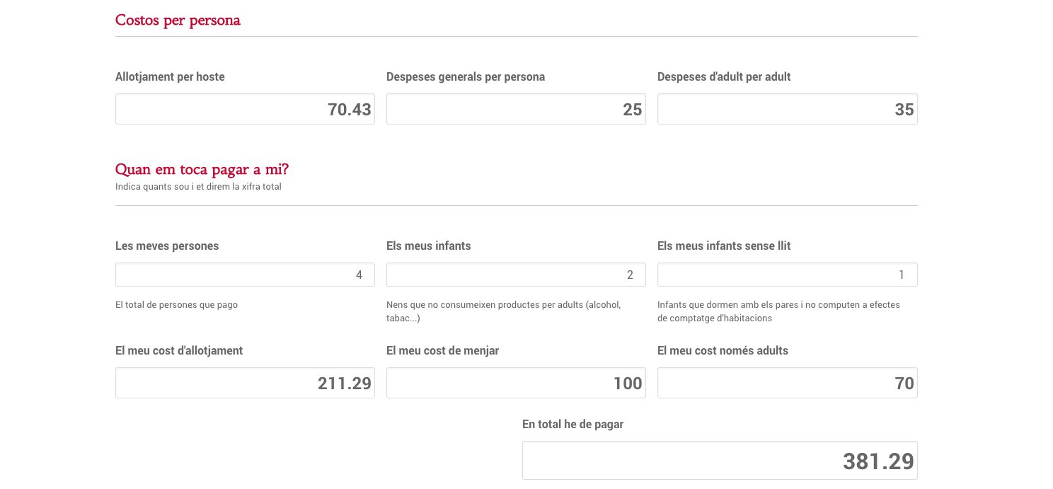 eina per calcular despeses